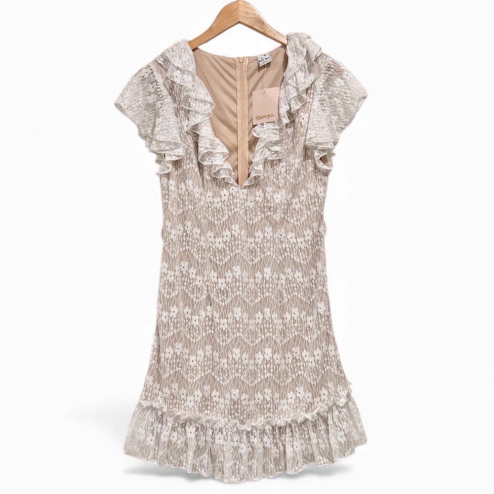Showpo Lace Floral Ruffle Dress Womens Size L